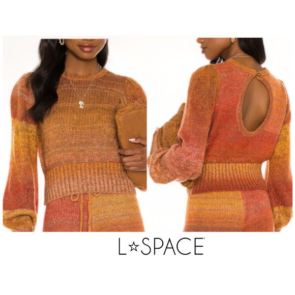 L SPACE Revolve Juniper Sweater Sunset Beach Puff Sleeves Marl Size Medium‎ - Picture 1 of 9